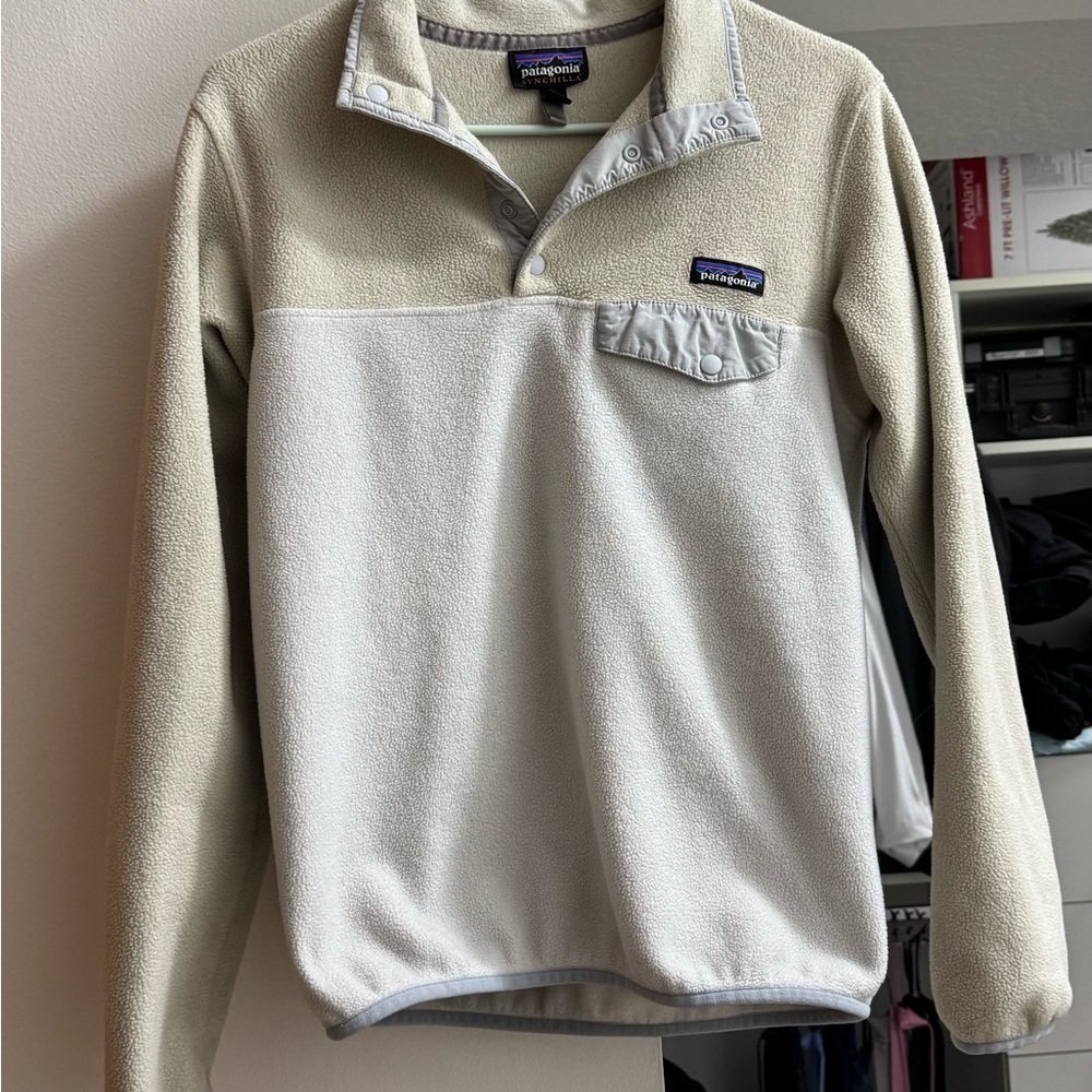 Patagonia Synchilla Snall Two-Tone Snap-T Fleece Pullover - White & Cream
